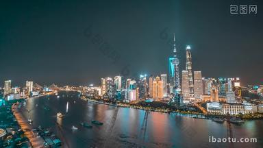 上海上海黄浦江夜景陆家嘴CBD夜固固定延时摄影